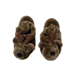 Unisex Toddler Reindeer Slingback Slippers Size 10 Christmas Holiday Deer Xmas